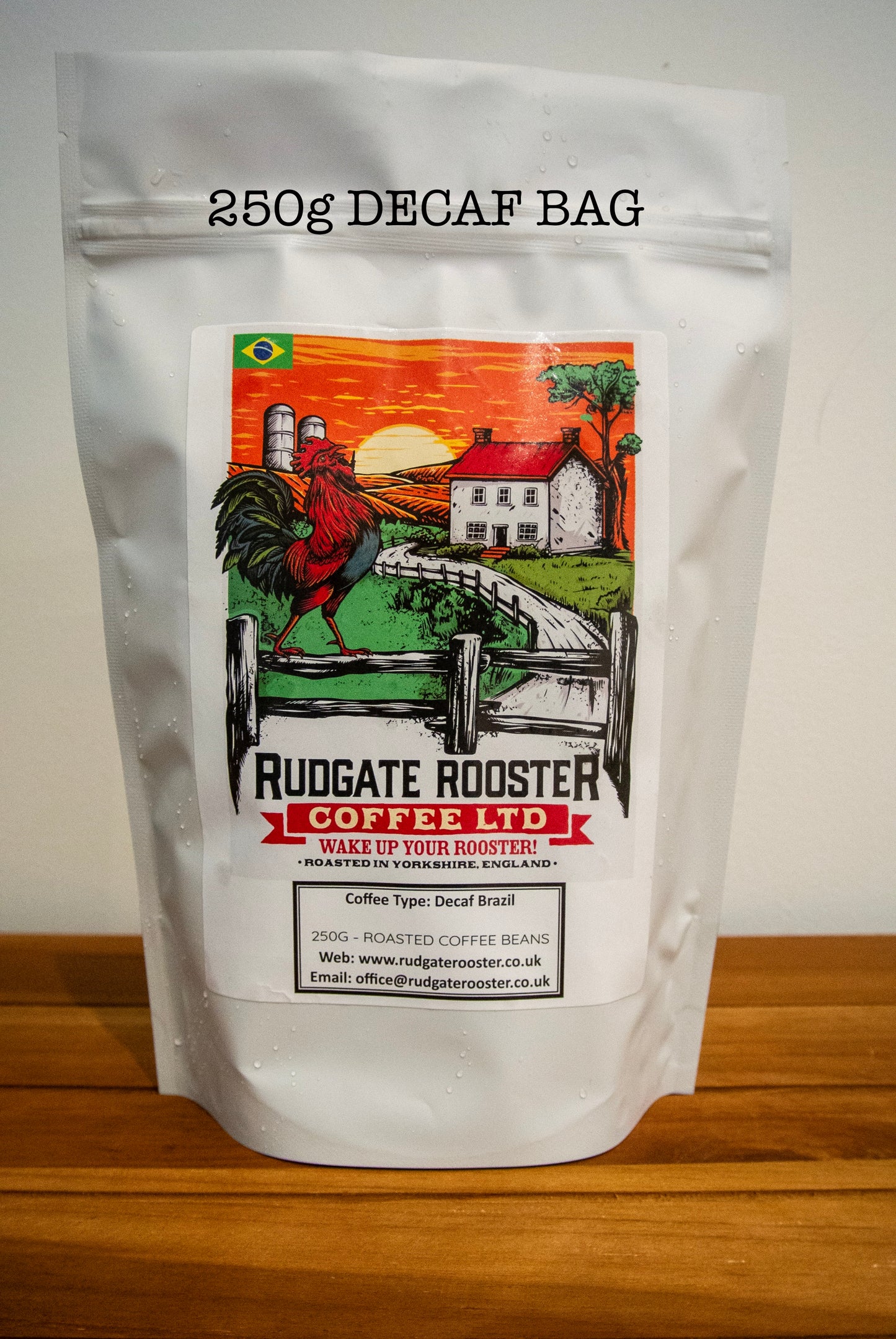 250g Decaf Bag, Rudgate Rooster Coffee Decaf Bag, 250g Decaf Bag